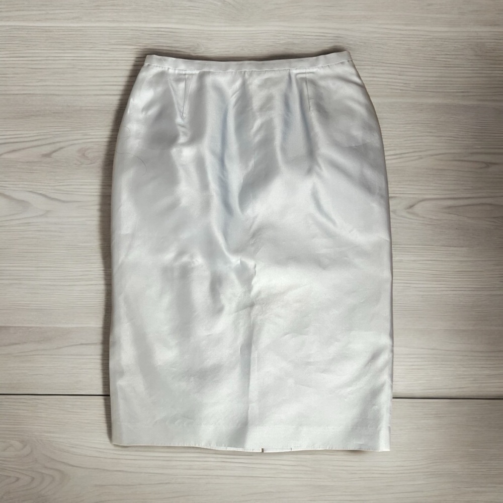 Bergamo by Ebi Vintage Silk Pencil Skirt Sky Blue Sz 8